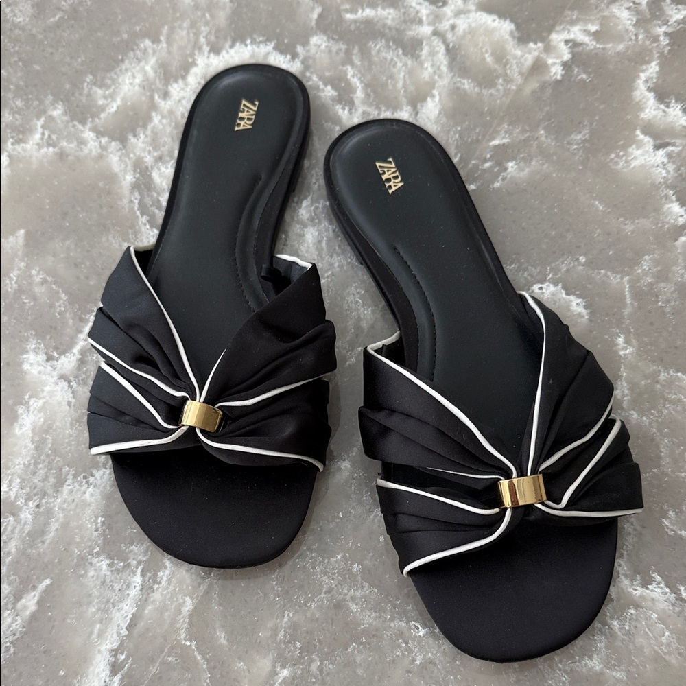 Zara Black and Gold Women's Sandals